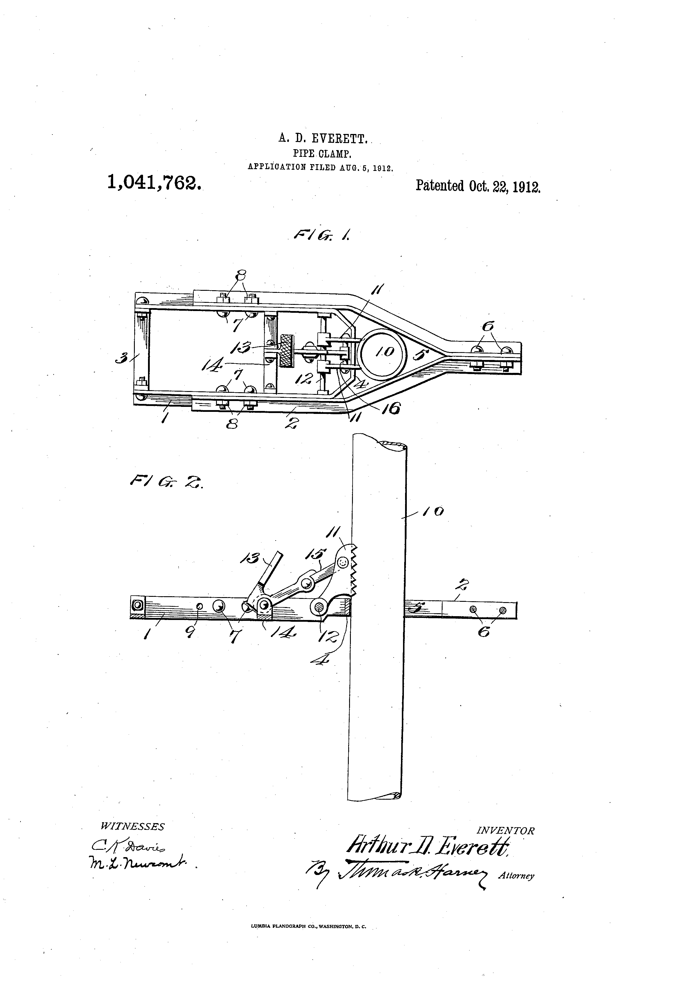 Pipe Clamp - Patent US1041762-0